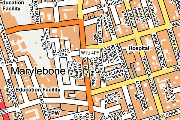 W1U 4PF map - OS OpenMap – Local (Ordnance Survey)