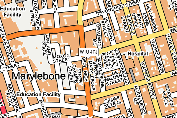 W1U 4PJ map - OS OpenMap – Local (Ordnance Survey)