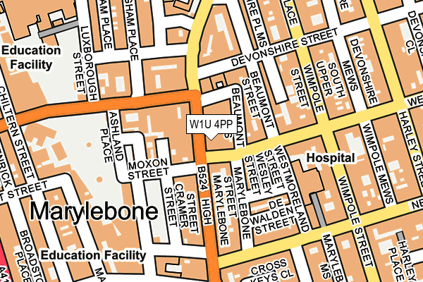 W1U 4PP map - OS OpenMap – Local (Ordnance Survey)