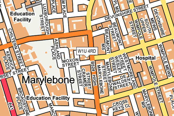 W1U 4RD map - OS OpenMap – Local (Ordnance Survey)