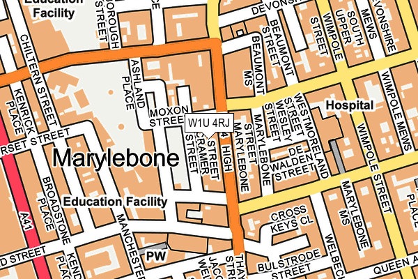 W1U 4RJ map - OS OpenMap – Local (Ordnance Survey)