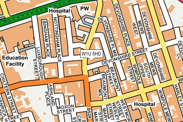 W1U 5HD map - OS OpenMap – Local (Ordnance Survey)