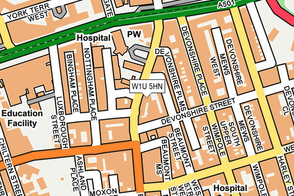 W1U 5HN map - OS OpenMap – Local (Ordnance Survey)