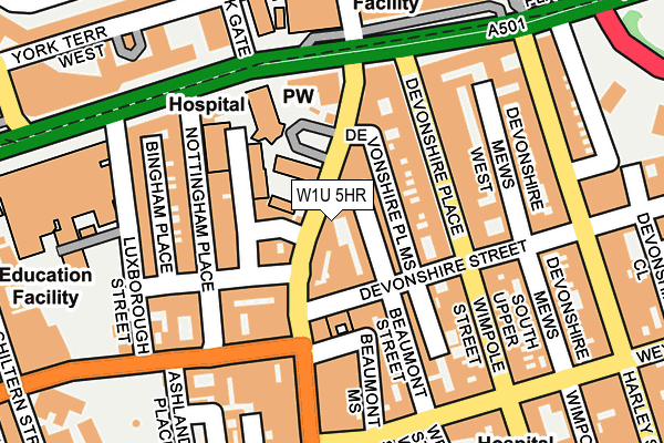 W1U 5HR map - OS OpenMap – Local (Ordnance Survey)