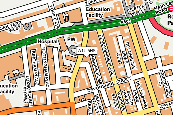 W1U 5HS map - OS OpenMap – Local (Ordnance Survey)