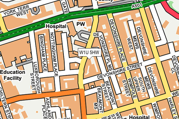 W1U 5HW map - OS OpenMap – Local (Ordnance Survey)