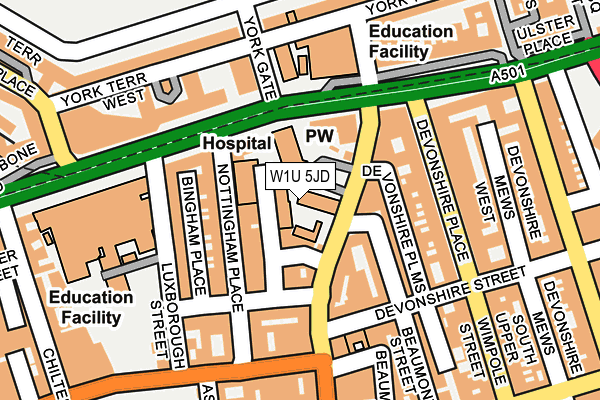 W1U 5JD map - OS OpenMap – Local (Ordnance Survey)