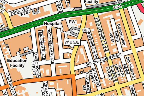 W1U 5JE map - OS OpenMap – Local (Ordnance Survey)