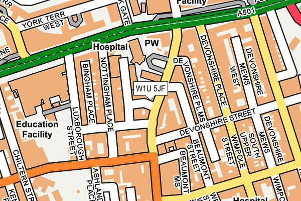 W1U 5JF map - OS OpenMap – Local (Ordnance Survey)
