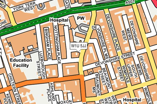 W1U 5JJ map - OS OpenMap – Local (Ordnance Survey)