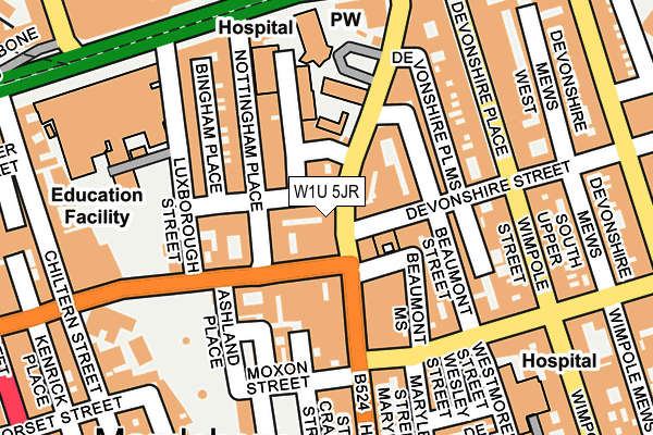 W1U 5JR map - OS OpenMap – Local (Ordnance Survey)