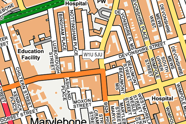 W1U 5JU map - OS OpenMap – Local (Ordnance Survey)