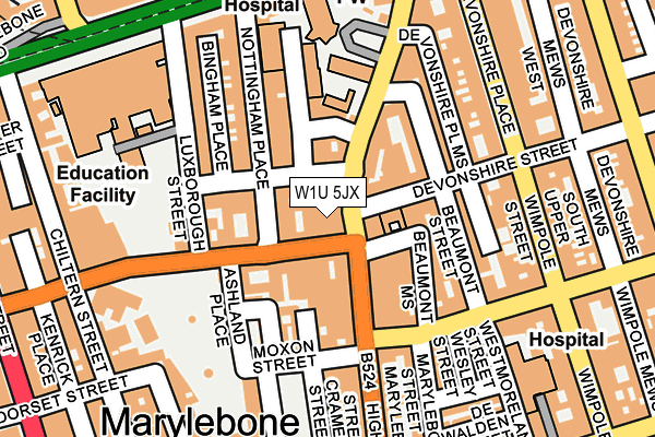 W1U 5JX map - OS OpenMap – Local (Ordnance Survey)