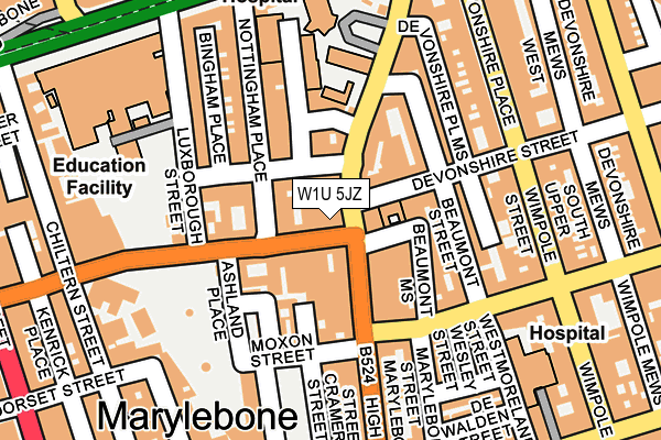 W1U 5JZ map - OS OpenMap – Local (Ordnance Survey)