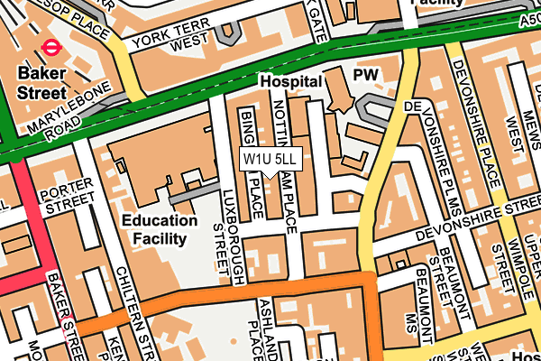W1U 5LL map - OS OpenMap – Local (Ordnance Survey)