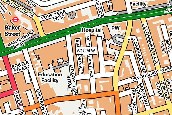 W1U 5LW map - OS OpenMap – Local (Ordnance Survey)