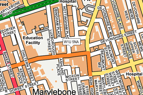 W1U 5NA map - OS OpenMap – Local (Ordnance Survey)