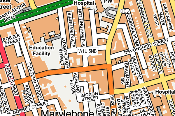 W1U 5NB map - OS OpenMap – Local (Ordnance Survey)