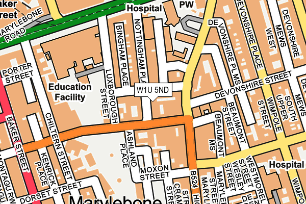 W1U 5ND map - OS OpenMap – Local (Ordnance Survey)
