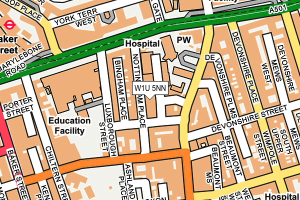 W1U 5NN map - OS OpenMap – Local (Ordnance Survey)