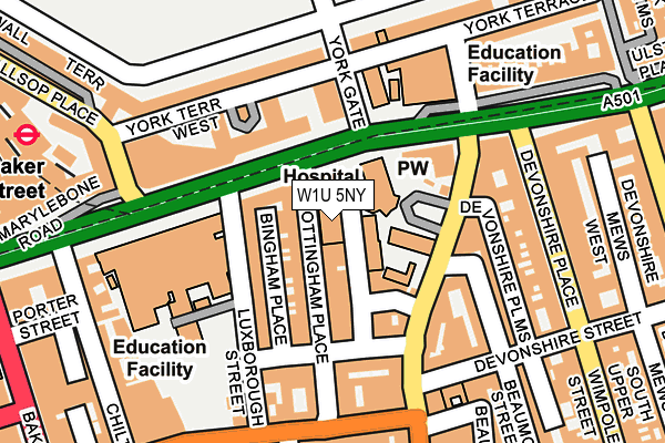 W1U 5NY map - OS OpenMap – Local (Ordnance Survey)