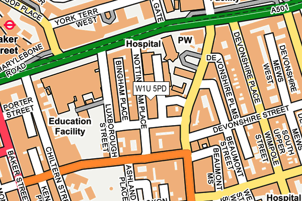 W1U 5PD map - OS OpenMap – Local (Ordnance Survey)
