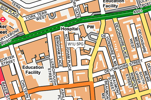 W1U 5PG map - OS OpenMap – Local (Ordnance Survey)