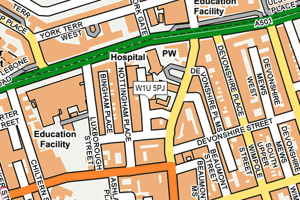 W1U 5PJ map - OS OpenMap – Local (Ordnance Survey)