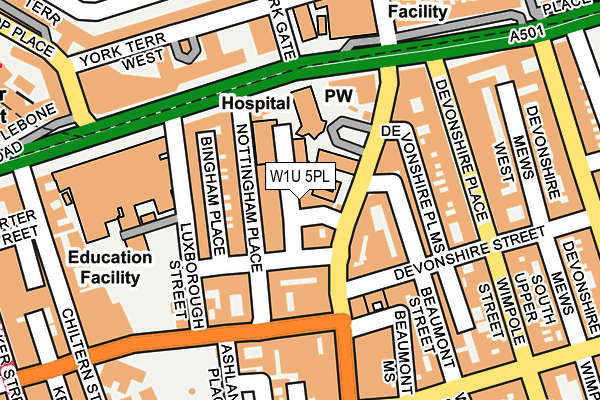 W1U 5PL map - OS OpenMap – Local (Ordnance Survey)