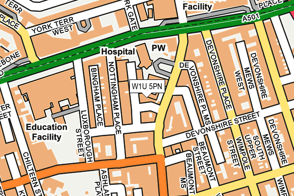 W1U 5PN map - OS OpenMap – Local (Ordnance Survey)
