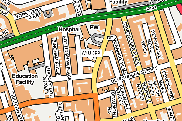 W1U 5PP map - OS OpenMap – Local (Ordnance Survey)