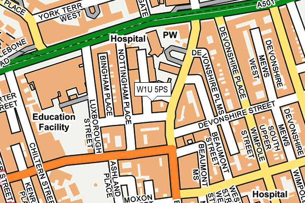 W1U 5PS map - OS OpenMap – Local (Ordnance Survey)