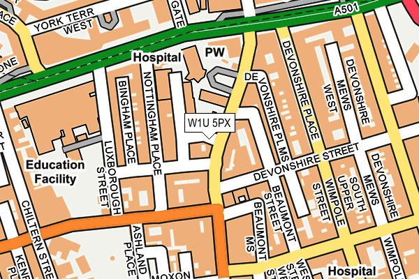 W1U 5PX map - OS OpenMap – Local (Ordnance Survey)