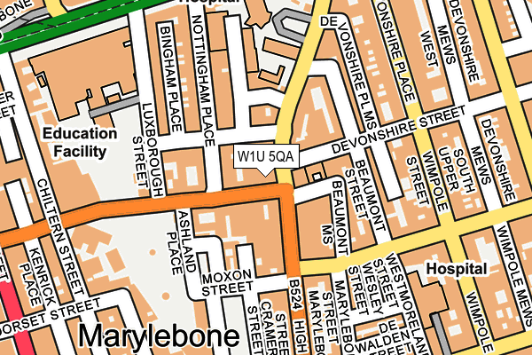 W1U 5QA map - OS OpenMap – Local (Ordnance Survey)