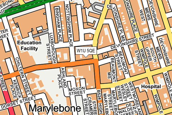 W1U 5QE map - OS OpenMap – Local (Ordnance Survey)