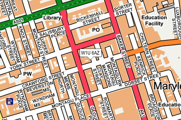 W1U 6AZ map - OS OpenMap – Local (Ordnance Survey)