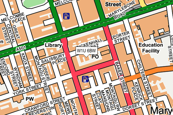 W1U 6BW map - OS OpenMap – Local (Ordnance Survey)