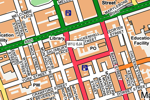 W1U 6JA map - OS OpenMap – Local (Ordnance Survey)