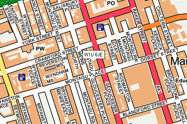 W1U 6JE map - OS OpenMap – Local (Ordnance Survey)