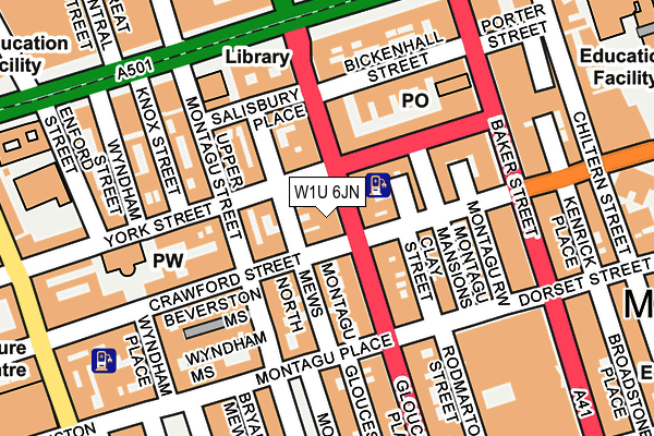 W1U 6JN map - OS OpenMap – Local (Ordnance Survey)