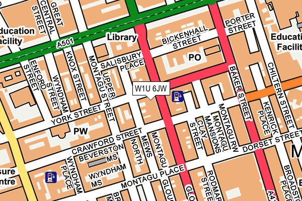 W1U 6JW map - OS OpenMap – Local (Ordnance Survey)