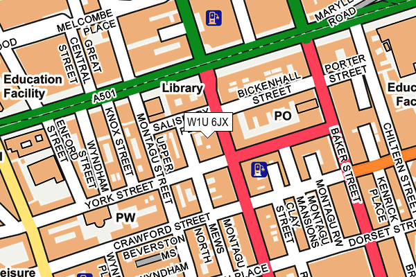 W1U 6JX map - OS OpenMap – Local (Ordnance Survey)
