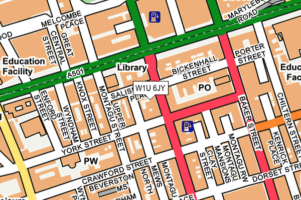 W1U 6JY map - OS OpenMap – Local (Ordnance Survey)