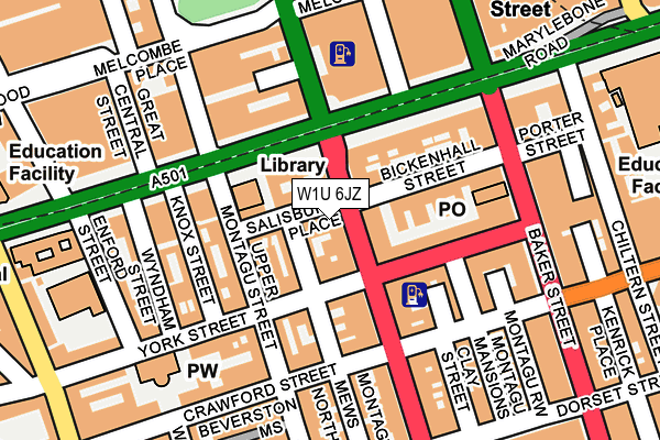 W1U 6JZ map - OS OpenMap – Local (Ordnance Survey)