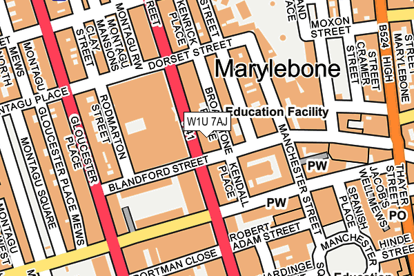 W1U 7AJ map - OS OpenMap – Local (Ordnance Survey)