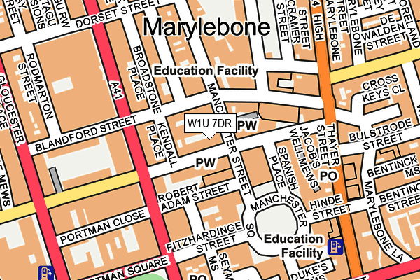 W1U 7DR map - OS OpenMap – Local (Ordnance Survey)