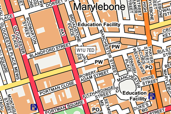 W1U 7ED map - OS OpenMap – Local (Ordnance Survey)