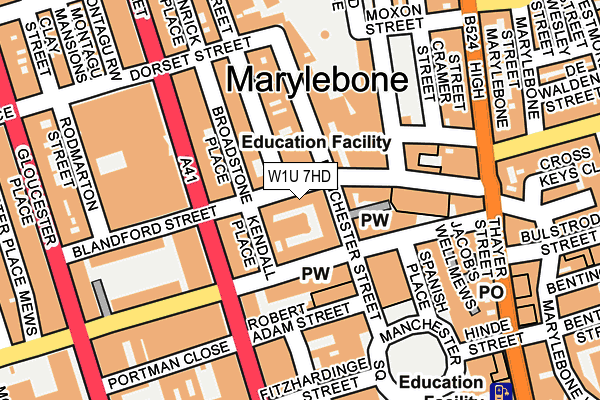 W1U 7HD map - OS OpenMap – Local (Ordnance Survey)