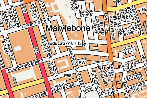 W1U 7HS map - OS OpenMap – Local (Ordnance Survey)