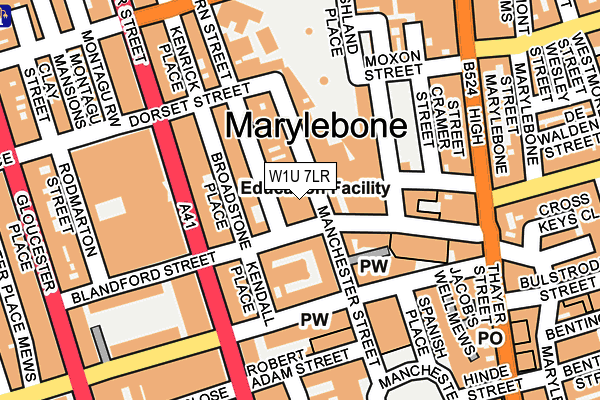 W1U 7LR map - OS OpenMap – Local (Ordnance Survey)